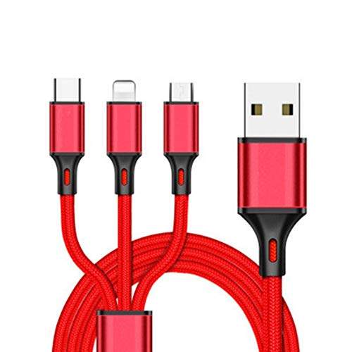 Summer 3.0A 3 in 1 Nylon Braided Fast Multi Charger Cable for Micro USB ...