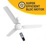 Atomberg Efficio 1200 mm BLDC Motor with Remote 3 Blade Ceiling Fan(White, Pack of 1)